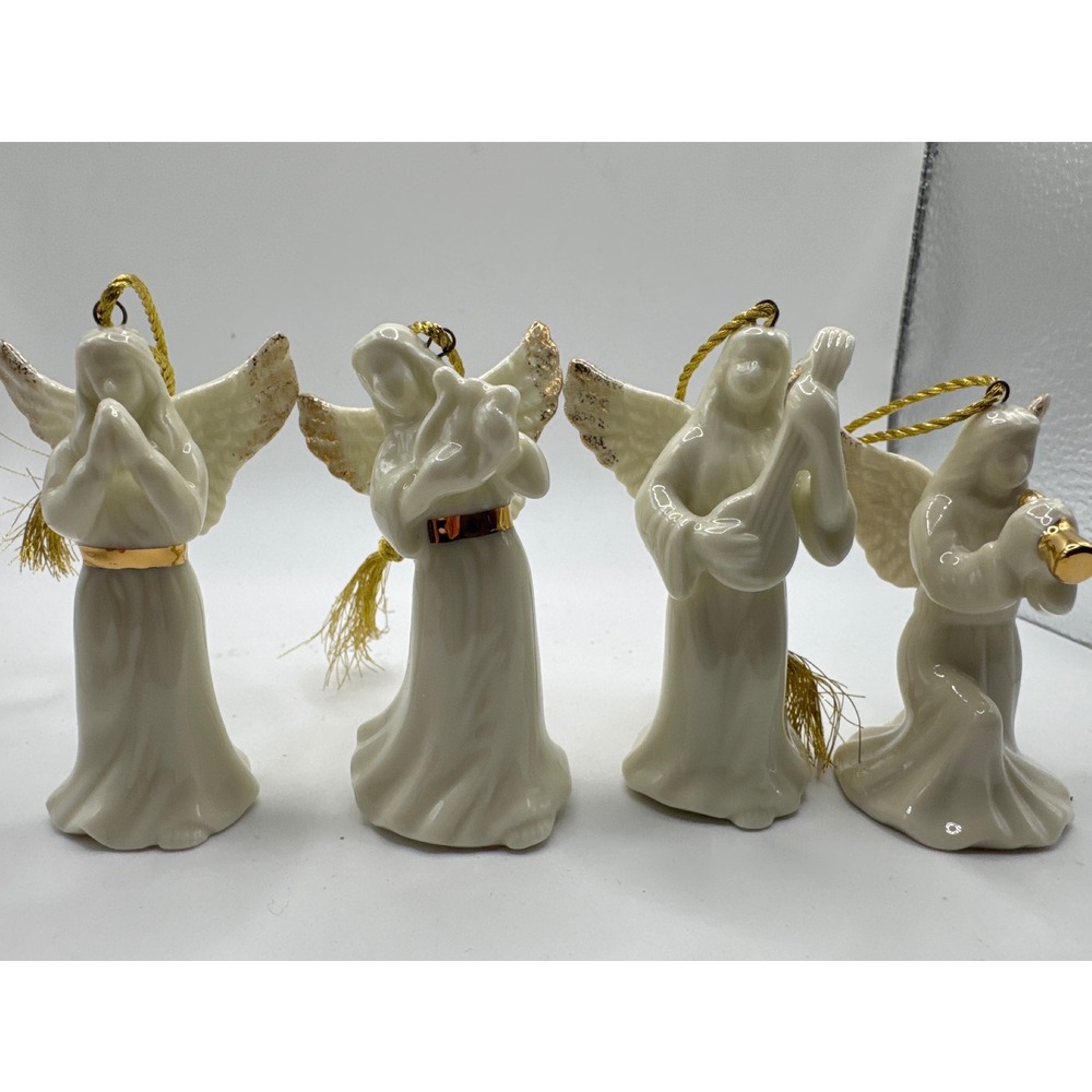 Mikasa Handcrafted Porcelain Musical Angel Ornaments Cream Gold Set of 4